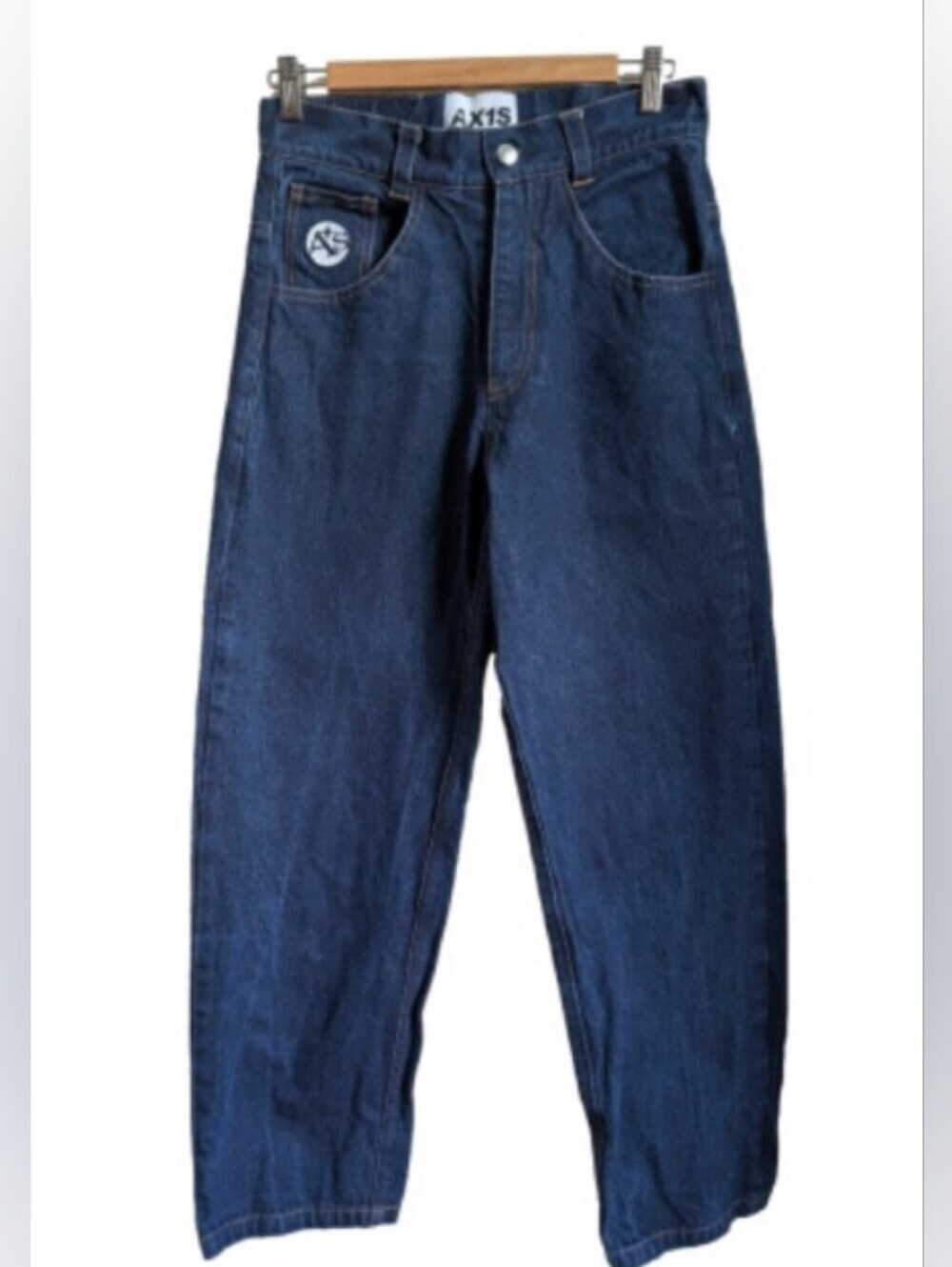 AX1S Dark Blue Denim Streetwear Casual Contemporary Baggy Fit Jeans Size 32